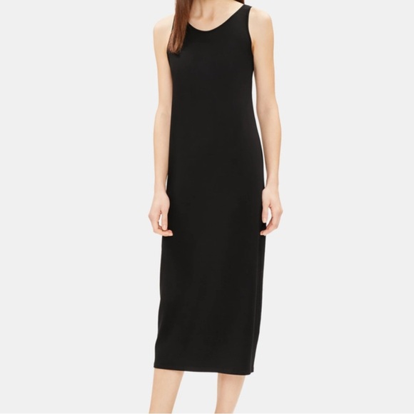 Eileen Fisher System Dress Viscose Jersey Tank Dress Large Black NWT Minimalist - Picture 1 of 8